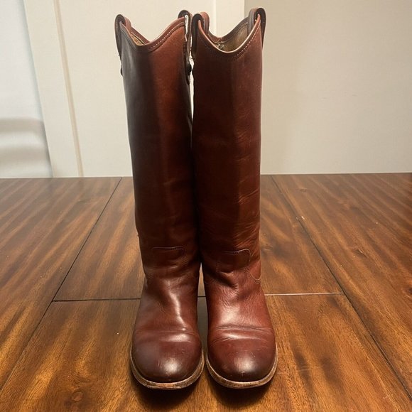 Frye Melissa Tab Red Brown Leather Tall Knee High Riding Boots Women's 6 - Picture 5 of 8